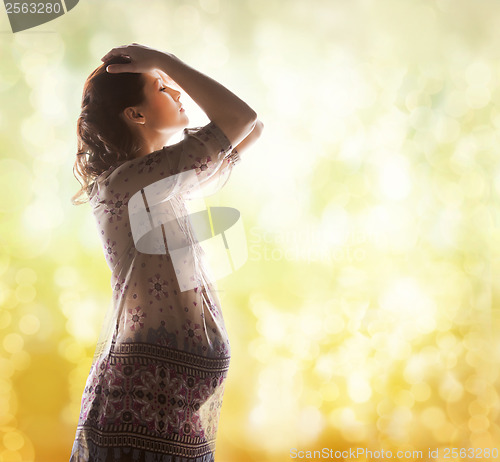 Image of silhouette picture of pregnant beautiful woman