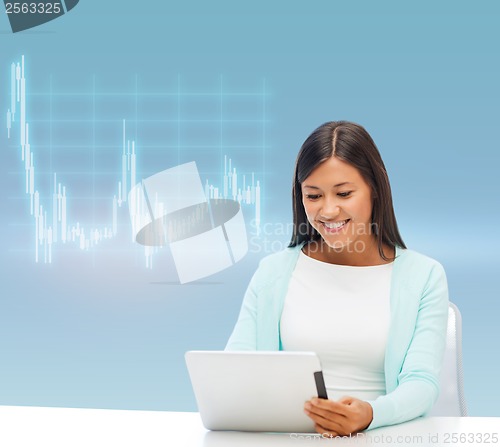 Image of businesswoman or student with tablet pc