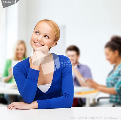 Image of happy woman dreaming