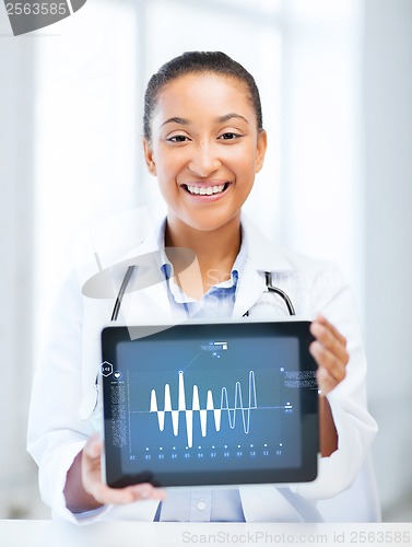 Image of african female doctor with tablet pc