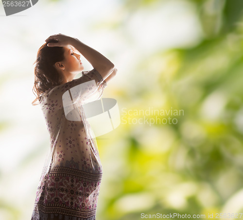 Image of silhouette picture of pregnant beautiful woman