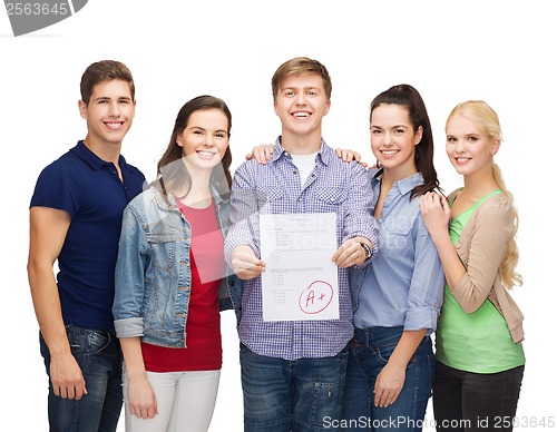 Image of group of students showing test result