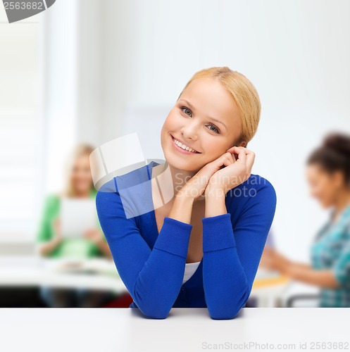 Image of happy woman dreaming