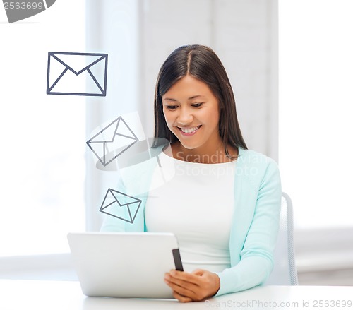 Image of businesswoman or student with tablet pc