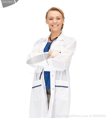 Image of smiling female doctor with stethoscope