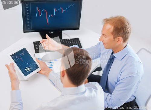 Image of businessmen with notebook and tablet pc