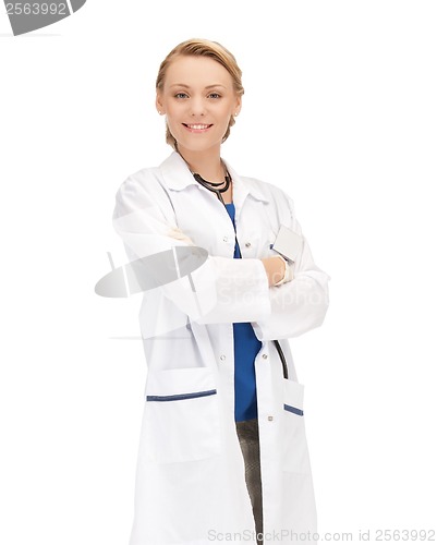 Image of smiling female doctor with stethoscope