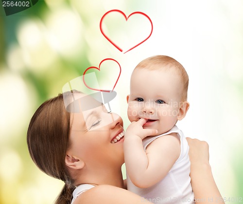 Image of happy mother with adorable baby