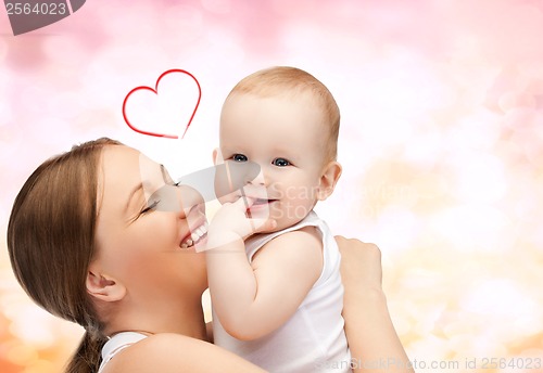 Image of happy mother with adorable baby