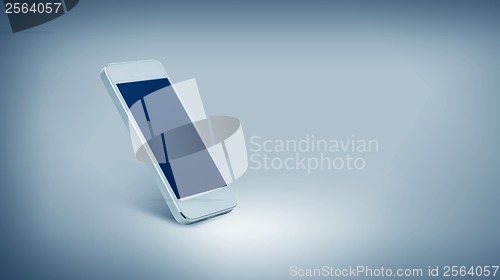 Image of white smarthphone with black blank screen