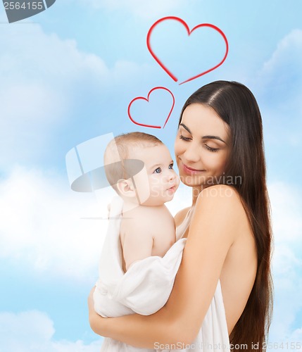 Image of happy mother with adorable baby