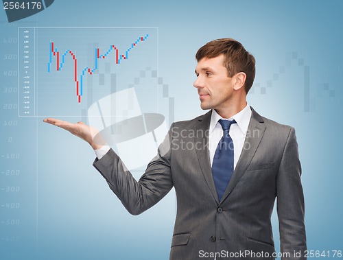 Image of buisnessman showing forex chart