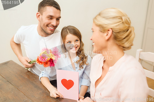 Image of happy family celebrating mothers day