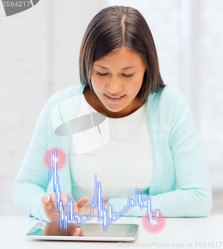 Image of smiling student girl with tablet pc