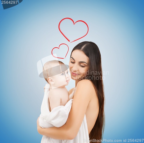 Image of happy mother with adorable baby