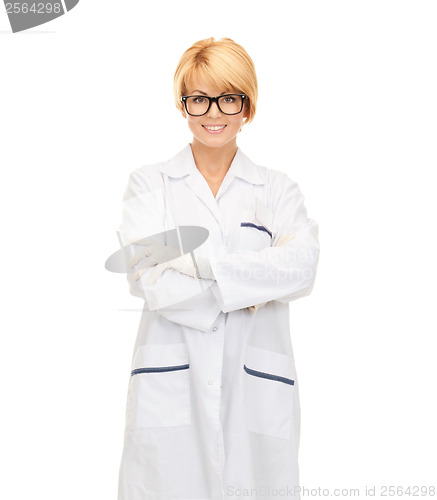 Image of smiling female doctor in glasses