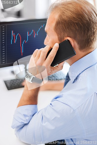 Image of businessman with smartphone in office