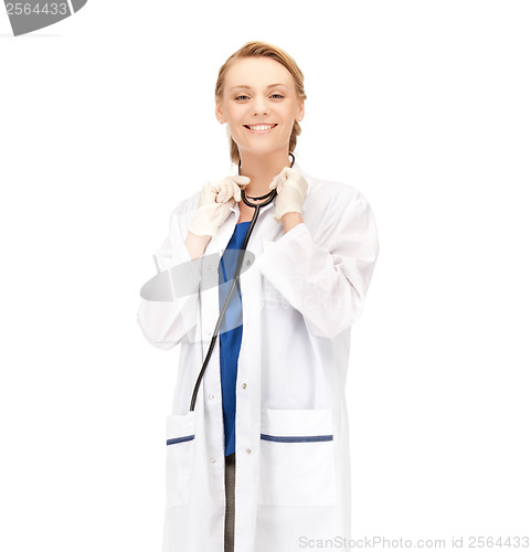 Image of smiling female doctor with stethoscope