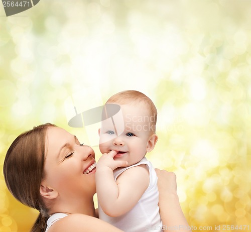 Image of happy mother with adorable baby