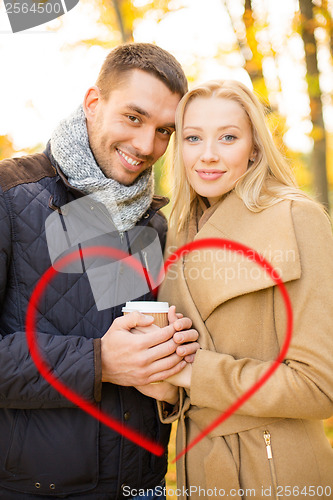 Image of romantic couple in the autumn park