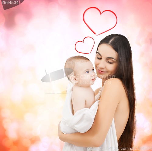 Image of happy mother with adorable baby