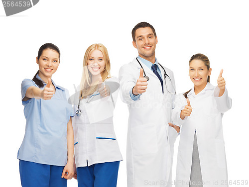 Image of group of doctors showing thumbs up