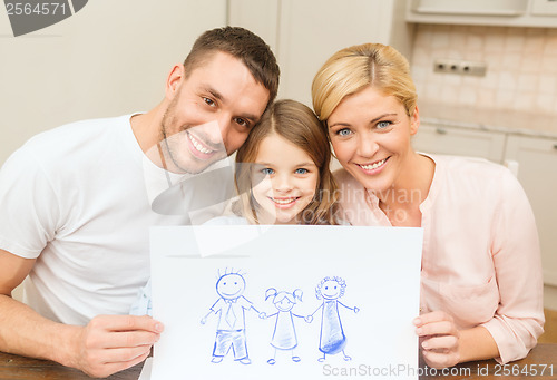 Image of happy family drawing at home
