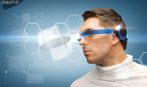 Image of serious man with futuristic glasses