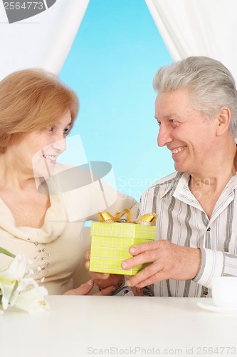 Image of Charming older couple resting in the bedroom