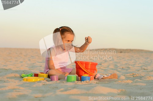 Image of Little girl on beach