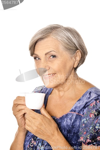 Image of Elderly woman with cup
