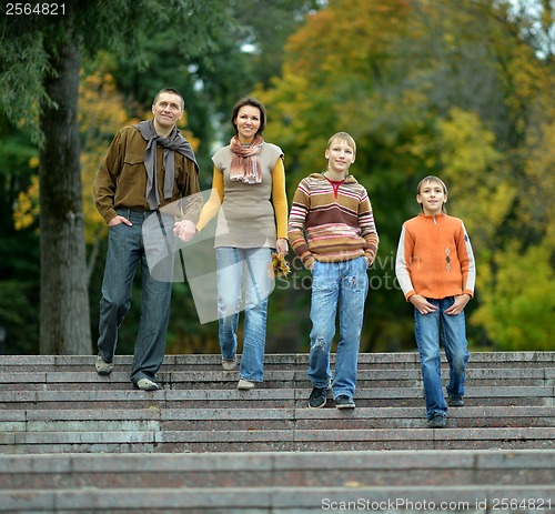 Image of Family of four in park