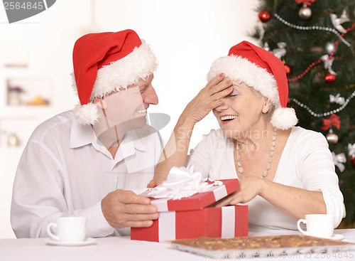 Image of Mature couple celebrating new year