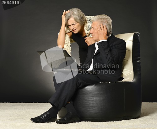 Image of Elderly couple using laptop