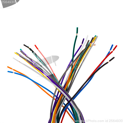 Image of network colored wires isolated on white background