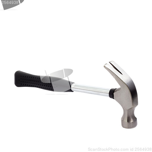 Image of hammer hammering iron isolated on white background