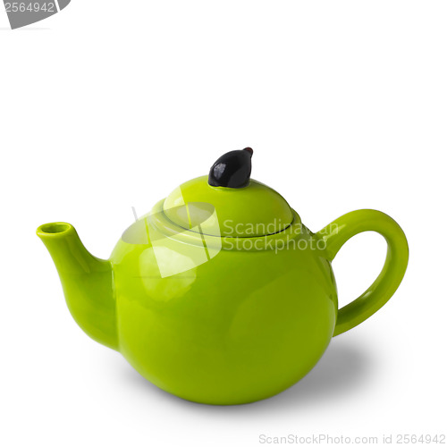 Image of green teapot isolated on white