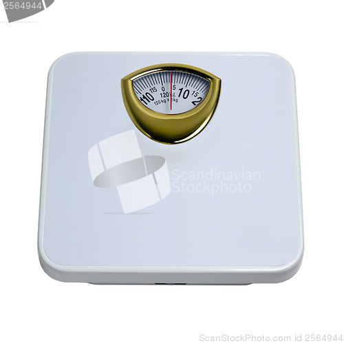 Image of weight control by floor scale isolated dieting concept