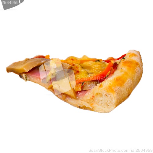 Image of pizza isolated white cheese italian food meal tomato fast dinner