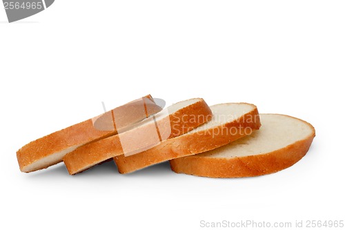 Image of bread pieces loaf isolated on white background