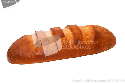 Image of long loaf bread isolated on a white background