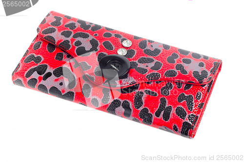 Image of red leather purse on a white background