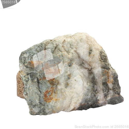 Image of stone white single granite boulder large river isolated big rock