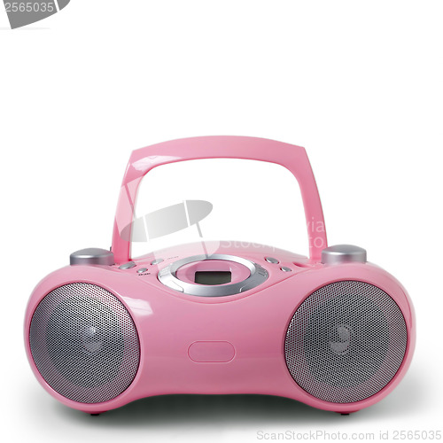 Image of Pink stereo CD mp3 radio cassette recorder isolated