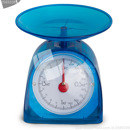 Image of kitchen blue scales isolated on white background