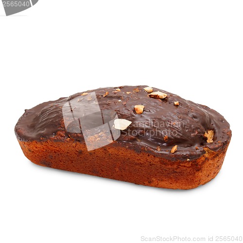 Image of dessert chocolate nuts cake isolated