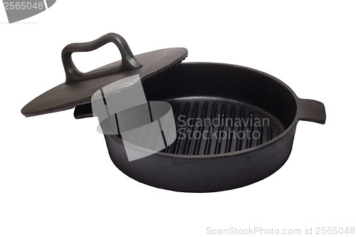 Image of skillet kitchen design roaster pan black cover fry isolated clip