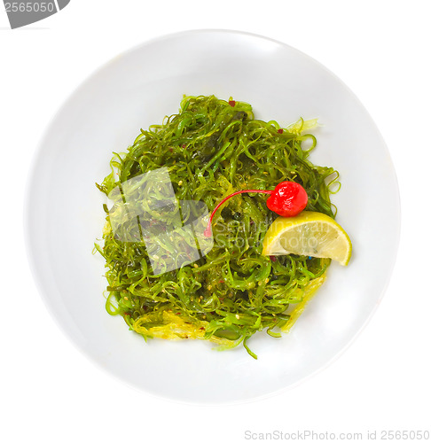 Image of tasty green algae seaweed isolated on white background clipping 
