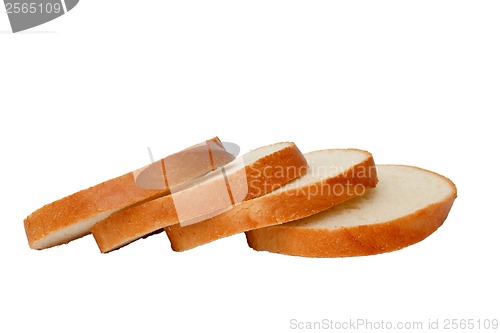 Image of bread pieces loaf isolated on white background clipping path