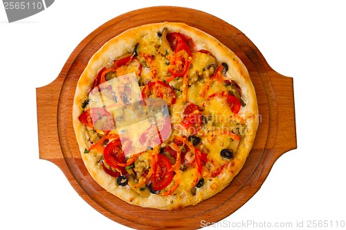 Image of pizza isolated white cheese food italian tomato meal fast dinner